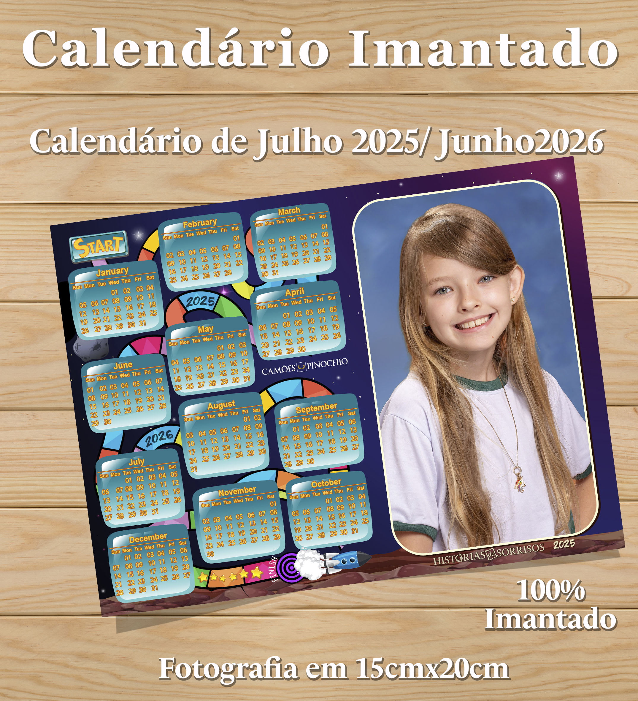 CALENDÁRIO PERSONALIZADO 100% IMANTADO - CAMÕES PINOCHIO